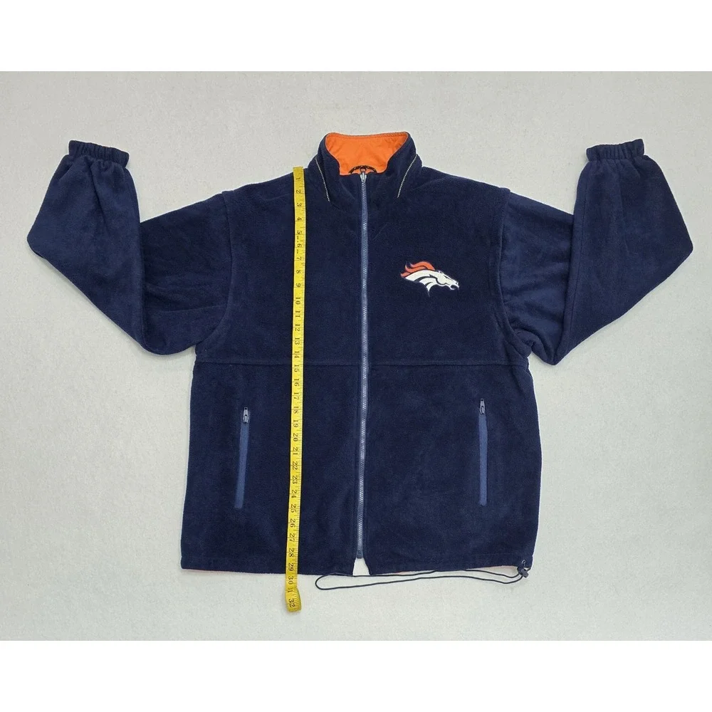 Denver Broncos Reversible Jacket Vest Zip Off Sleeves Navy Orange Mens XL